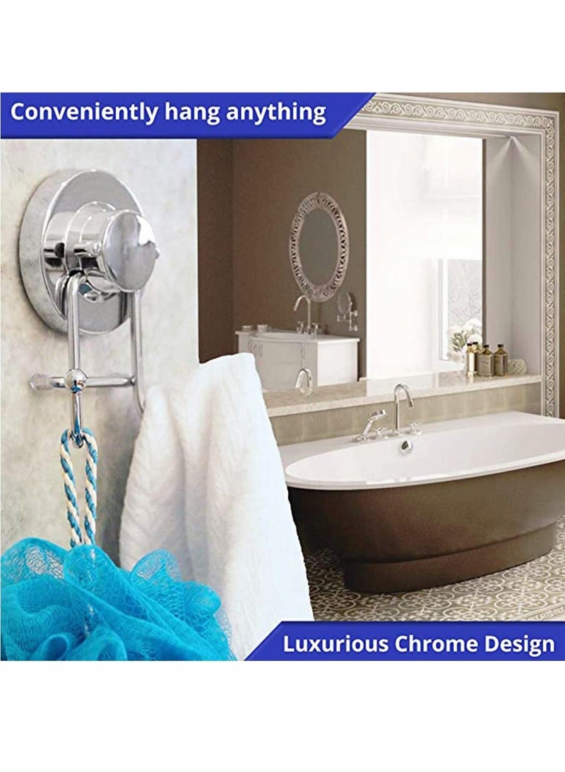 2 Double Hook Wall Hooks Stainless Steel Suction Cup Hooks Bath Towel Heavy Duty Hook Suction Cup Rust Proof Wall Hooks Kitchen and Bathroom Vacuum Suction Hook Suction Hanger - Image 3