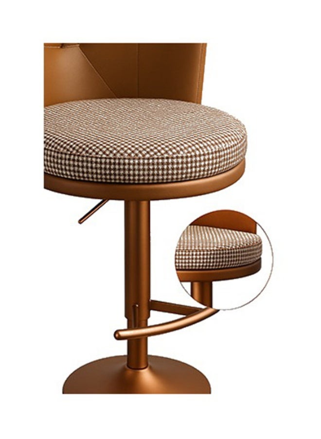 YI ONE كرسي بار وبار ستول - مقعد قماش بني مع أرجل معدنية، دوران دوار، ارتفاع قابل للتعديل وراحة للقدم للمطبخ والمنزل - Image 5