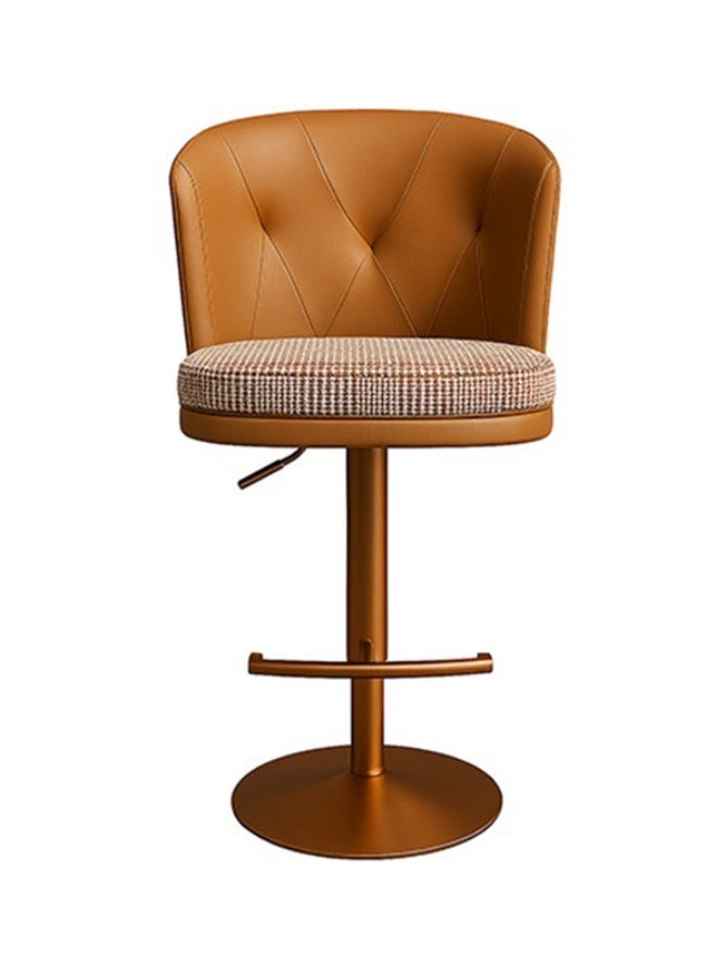 YI ONE كرسي بار وبار ستول - مقعد قماش بني مع أرجل معدنية، دوران دوار، ارتفاع قابل للتعديل وراحة للقدم للمطبخ والمنزل - Image 2