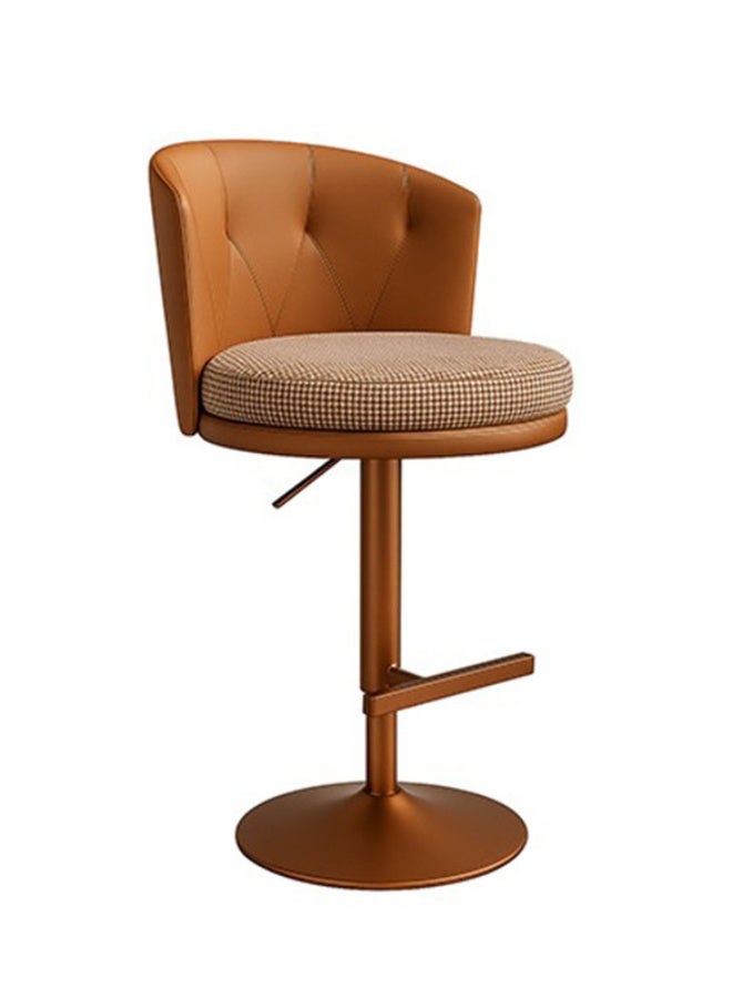 YI ONE كرسي بار وبار ستول - مقعد قماش بني مع أرجل معدنية، دوران دوار، ارتفاع قابل للتعديل وراحة للقدم للمطبخ والمنزل - Image 4