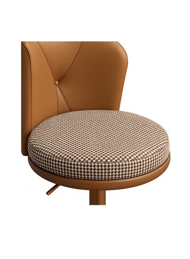 YI ONE كرسي بار وبار ستول - مقعد قماش بني مع أرجل معدنية، دوران دوار، ارتفاع قابل للتعديل وراحة للقدم للمطبخ والمنزل - Image 3