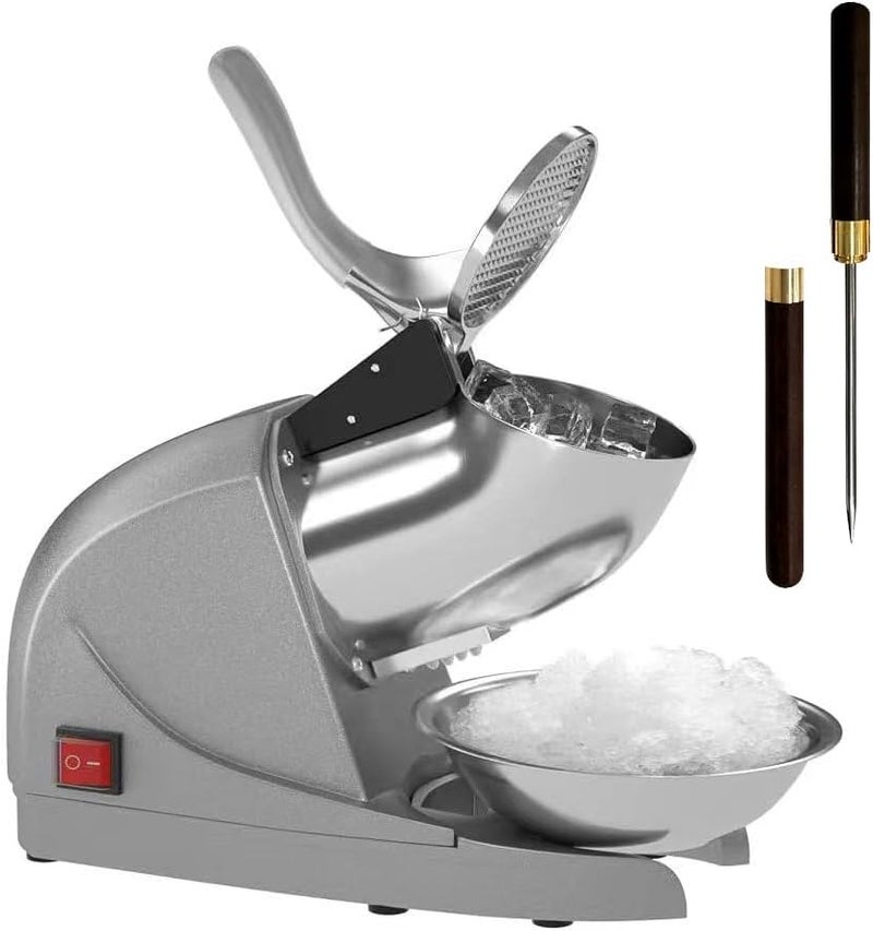OKF Ice Shaver Prevent Splash Snow Cone Machine, Electric 3 Blades Shaved Ice Machine, 380W Ice Shaver Machine, 286lbs/hr Shave Ice Machines, Snowcone Machines, Ice Crusher (Silver) - Image 1