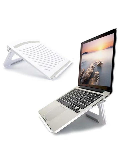 Laptop Stand for Desk, Stable Foldable Adjustable Multi-Angle Computer Desktop Holder Ventilated Lapdesks Riser, Ergonomic and Compatible with Laptops and Tablets - Within 17' (White)