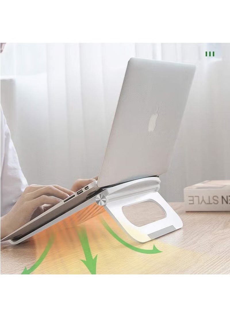 Laptop Stand for Desk, Stable Foldable Adjustable Multi-Angle Computer Desktop Holder Ventilated Lapdesks Riser, Ergonomic and Compatible with Laptops and Tablets - Within 17' (White)
