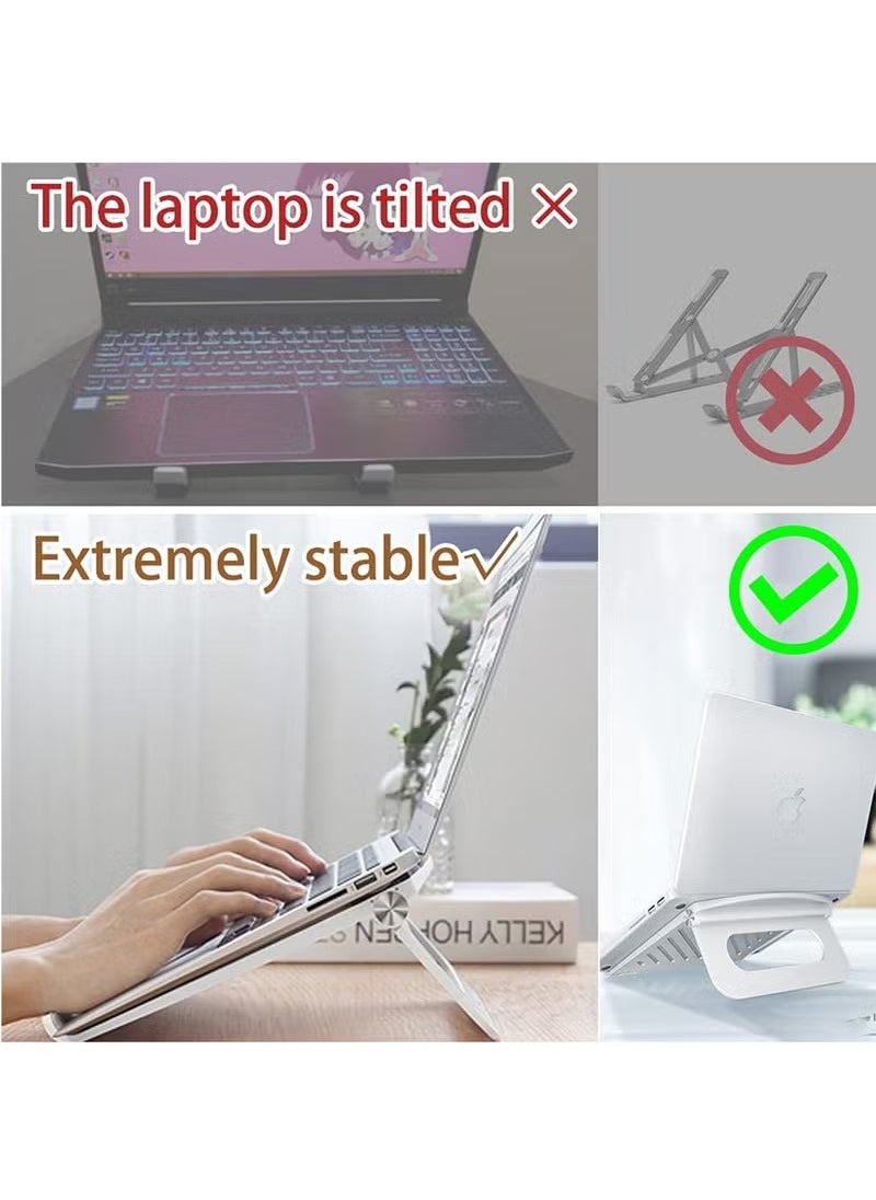 Laptop Stand for Desk, Stable Foldable Adjustable Multi-Angle Computer Desktop Holder Ventilated Lapdesks Riser, Ergonomic and Compatible with Laptops and Tablets - Within 17' (White)