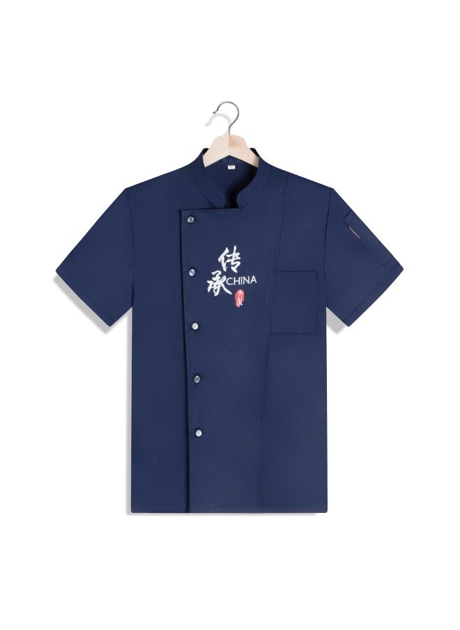 NIBEMINENT Chef Overalls Short Sleeve Men's Spring and Summer Breathable Kitchen Restaurant Baking Hot Pot Catering Staff after Clothes for  - Image 1