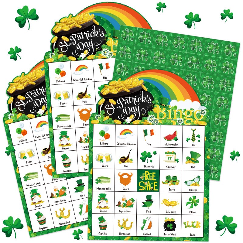 Liliful 39 Pcs St Patricks Day Bingo Games for Adult Boy Girl 28 Players St Patricks Bingo Cards Shamrock Party Games for Teens Classroom Family Activities Saint Patricks Day Party Favors Supplies - Image 3