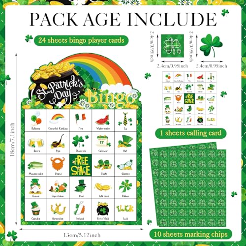 Liliful 39 Pcs St Patricks Day Bingo Games for Adult Boy Girl 28 Players St Patricks Bingo Cards Shamrock Party Games for Teens Classroom Family Activities Saint Patricks Day Party Favors Supplies - Image 5