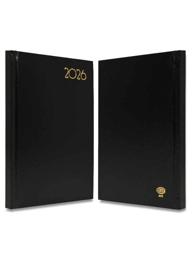 FIS 2026 Diary, A5 Size Diary(148x210mm), Hard Cover Vinyl Materials, Saturday & Sunday Combined, English, 60gsm White Paper, Black Color-FSDI90E26BK - Image 2