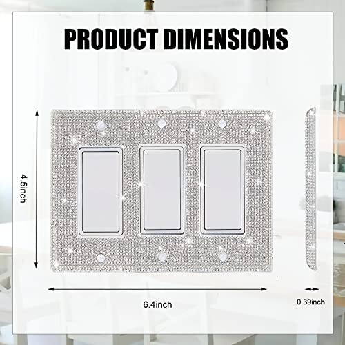 Gaocai Shiny Silver Rhinestones Wall Plates Light Switch Decorative Cover Plate Single Toggle For Kitchen Bathroom 3 Gang Rhinestones Outlet Covers Wall Plate - Image 2