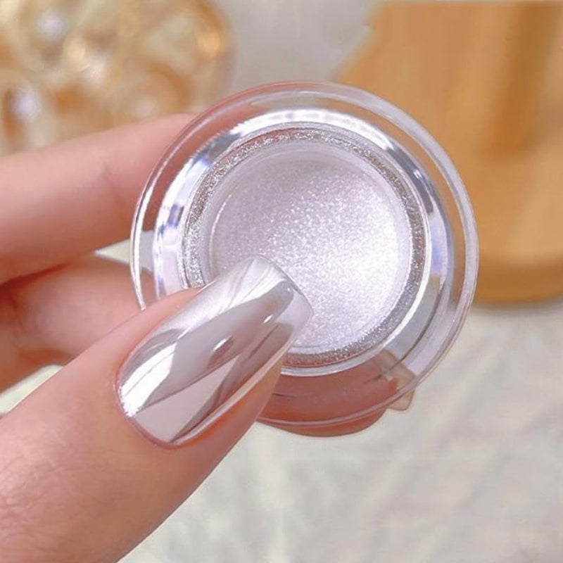 Pretty Diva White Chrome Nail Powder - 1g Super Glossy Mirror Effect White Moonlight Nails Chrome Powder, Salon Quality Chrome Powder Pigment for Nails - Image 5
