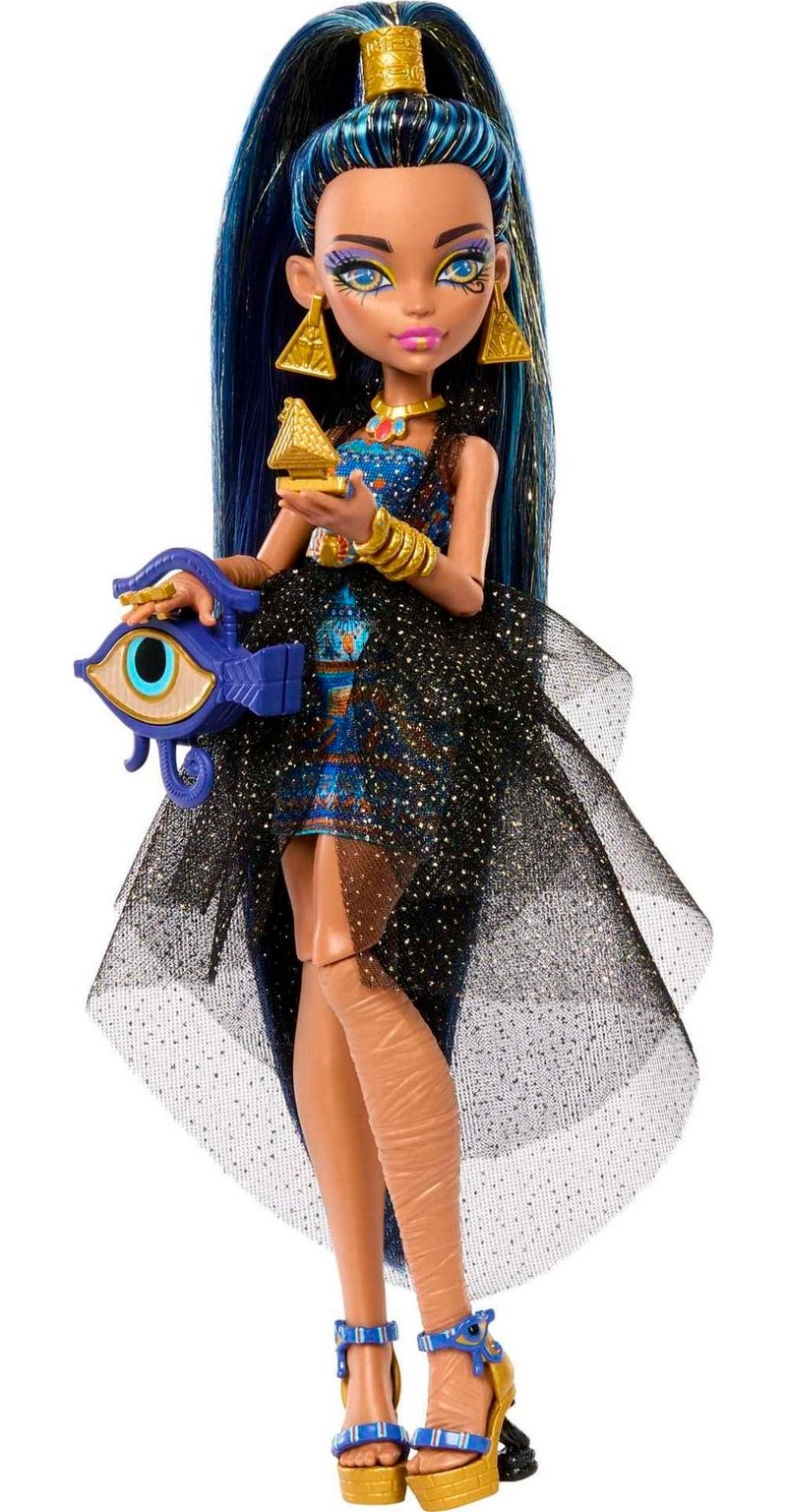 MONSTER HIGH دمية مونستر هاي مونستر بول، كليو دي نايل في فستان حفلة مع ملحقات ذات طابع بما في ذلك الصولجان والكعك - Image 5