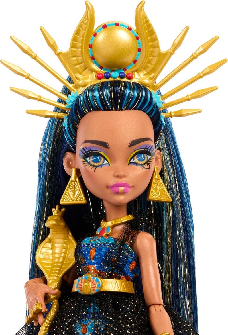 MONSTER HIGH دمية مونستر هاي مونستر بول، كليو دي نايل في فستان حفلة مع ملحقات ذات طابع بما في ذلك الصولجان والكعك - Image 2