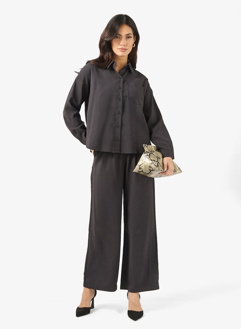 فيرو مودا قميص بأكمام طويلة منسوج بتفاصيل ربطة عنق - Image 4