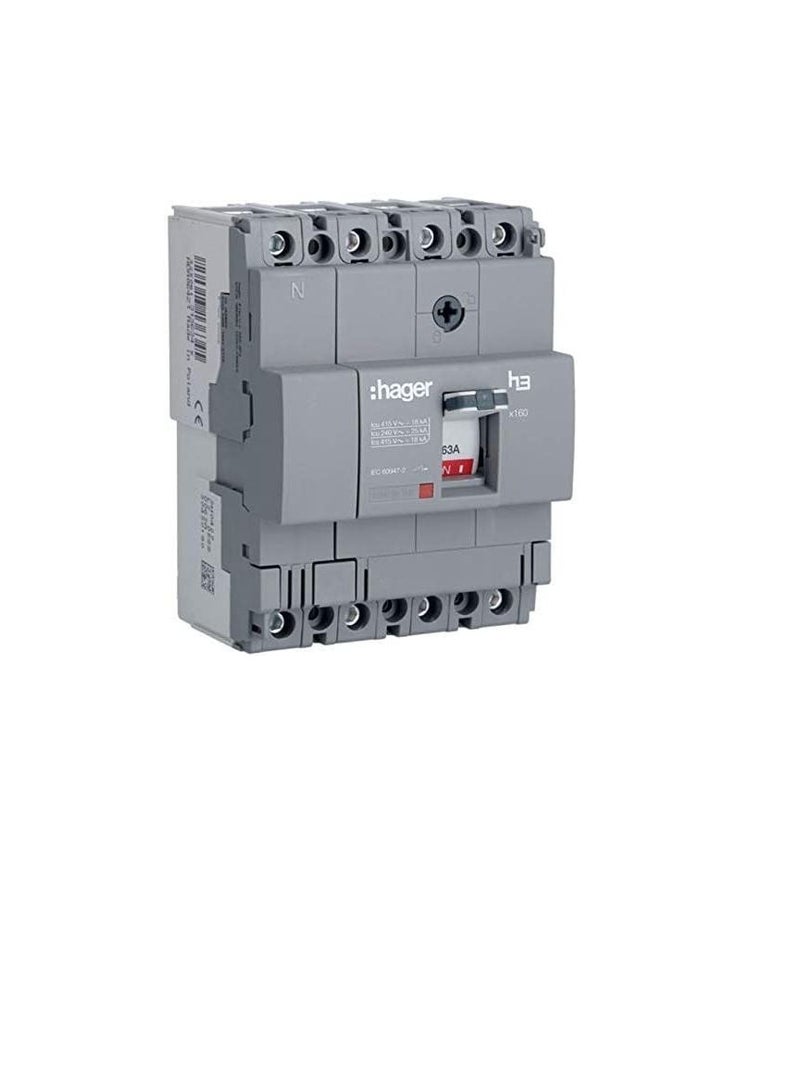 Hager Moulded Case Circuit Breaker 125A FP 25KA MCCB HHA126Z 4P H3  - Image 2