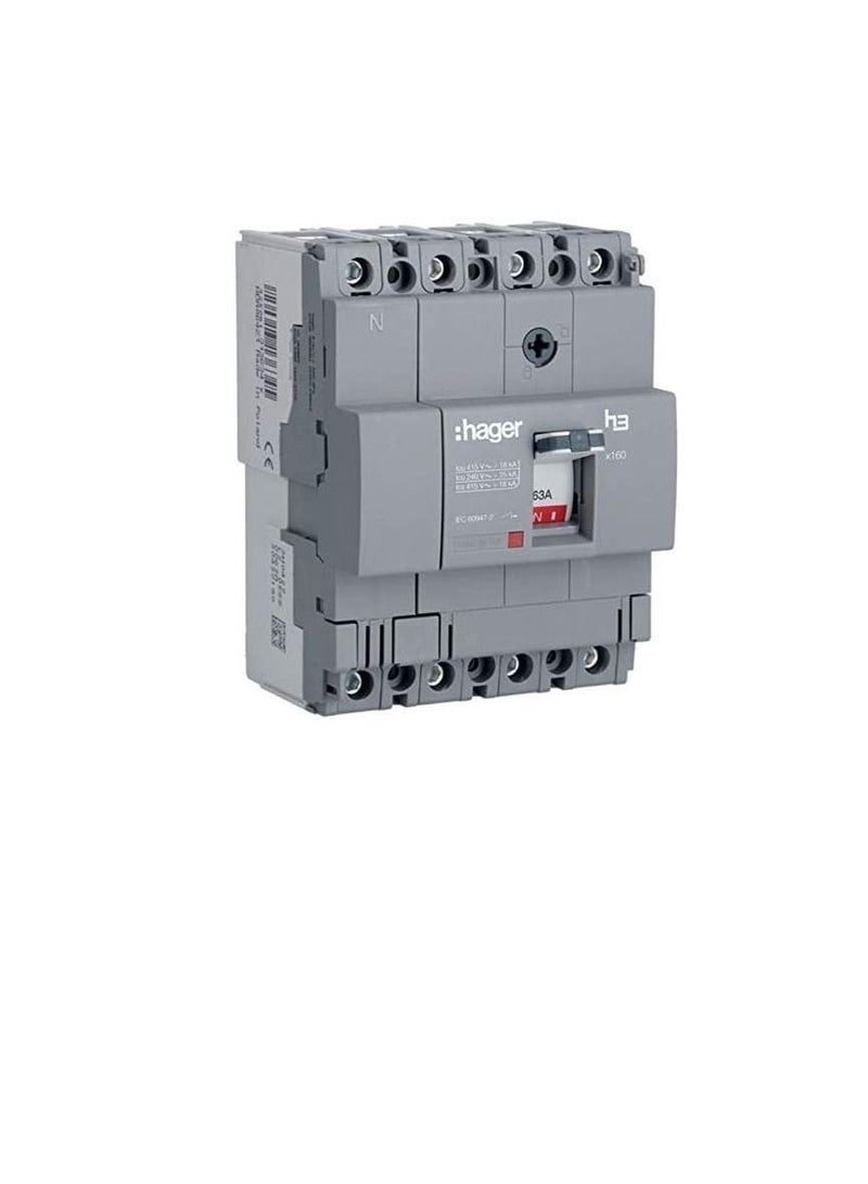 Hager Moulded Case Circuit Breaker 125A FP 25KA MCCB HHA126Z 4P H3  - Image 3