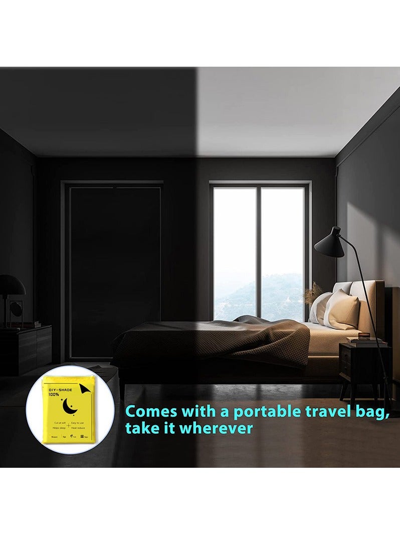 Portable Blackout Curtains with Self Adhesive Tape, DIY Blackout Curtains for Bedroom, Living Room, Bathroom and Attic, 300*145cm