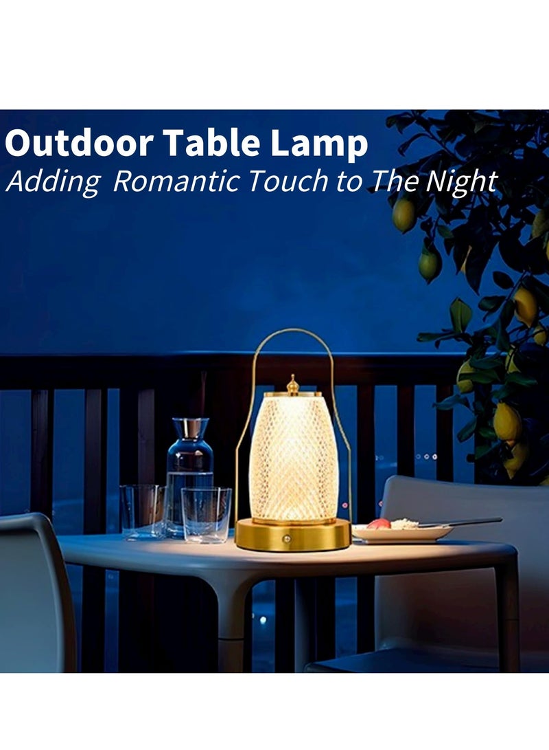 SYOSI Crystal Table Lamp, Dimmable 3 Colors LED Gold Lamp Touch Control Diamond Desk Lamp Rechargeable Cordless Battery Operated Night Light for Bedroom, Living Room, Restaurant (1 Lamp) - Image 3