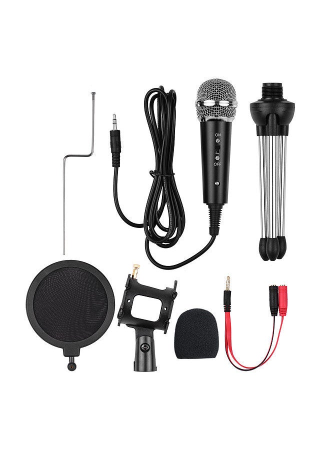 Generic - Video Microphone Kit with Mini Microphone Tripod Shock Mount Pop Filter Windshield Adapter Cable 3.5mm Plug - Image 1