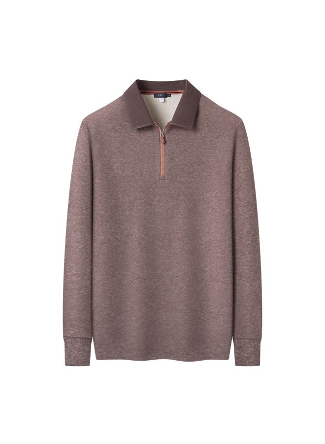 Firs Men's Long Sleeve Polo Shirt Autumn Thickened Velvet Business Casual Wool And Silk Blend Collar - Image 1
