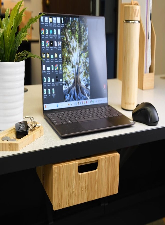 MobileVision Bamboo Mountable Drawer for Under Desk, Office Supply Storage for Pens Pencils Paper & More 9.5 x 7.5 x 2.5 INCHES (Inner Drawer Height: 1.25 IN) - Image 5