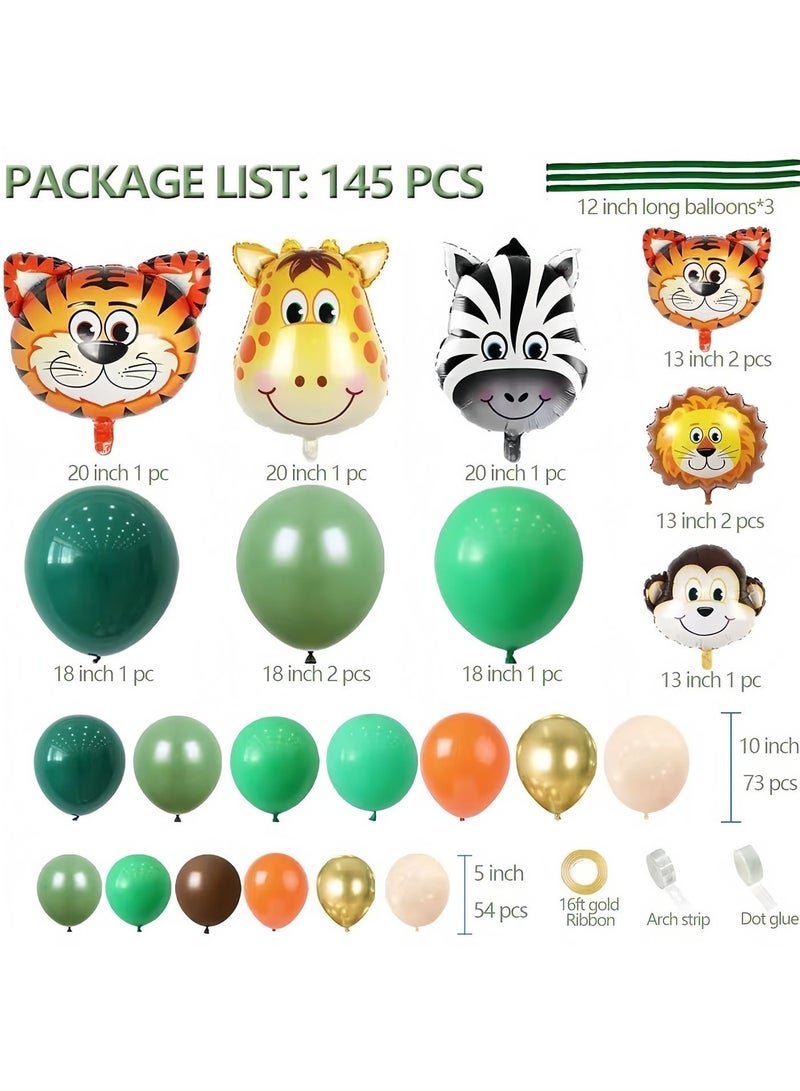 عالم البالونات مجموعة أقواس بالونات مزخرفة بتصميم حديقة حيوانات، 145 قطعة، مثالية لتزيين حفلات التخرج، وحفلات استقبال المولود، وحفلات الزفاف، وأعياد الميلاد، وحفلات توديع العزوبية، مناسبة للاستخدام الداخلي والخارجي - Image 2