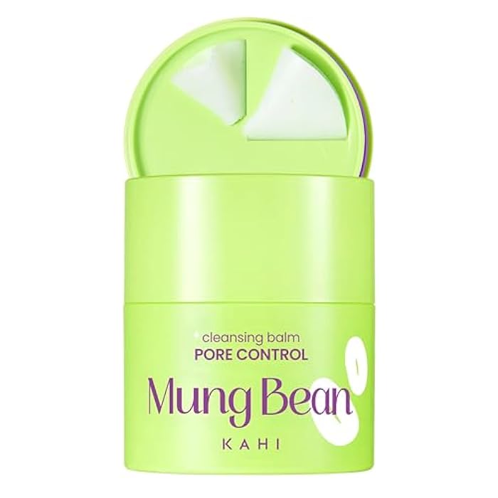 KAHI Cleansing Balm Pore Control Mung Bean - Nourishing & Hydrating Facial Cleanser Makeup Remover Balm with AHA, BHA (Salicylic Acid), PHA, and LHA - Gentle Exfoliating Korean Skincare 1.69 oz - Image 1
