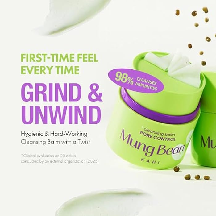 KAHI Cleansing Balm Pore Control Mung Bean - Nourishing & Hydrating Facial Cleanser Makeup Remover Balm with AHA, BHA (Salicylic Acid), PHA, and LHA - Gentle Exfoliating Korean Skincare 1.69 oz - Image 2