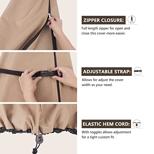 ULTCOVER Patio Parasol 600D Waterproof Outdoor Offset Banana Style Umbrella Cover - Fits Cantilever Offset Umbrella 7.5-11.5 Feet - Image 4