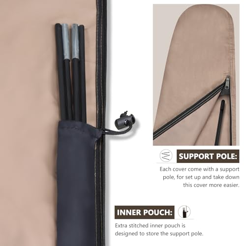ULTCOVER Patio Parasol 600D Waterproof Outdoor Offset Banana Style Umbrella Cover - Fits Cantilever Offset Umbrella 7.5-11.5 Feet - Image 5