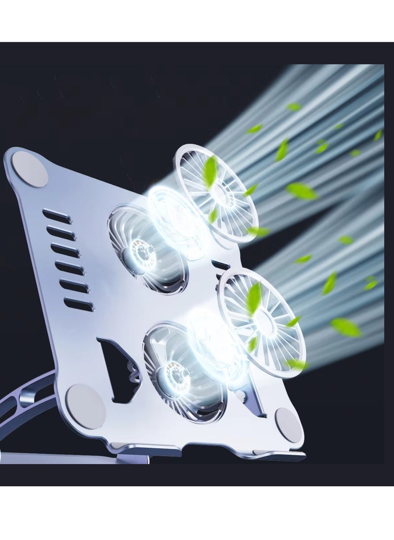 DUSALA Laptop Stand V4.0 For Desk With Cooling Fans, Notebook Stand, Double Axis 180 Adjustable Angle Aluminum Laptop Stand Computer Stand, Riser Holder Notebook Stand Compatible With 11 To 17.3 Inches Laptops Silver - Image 5