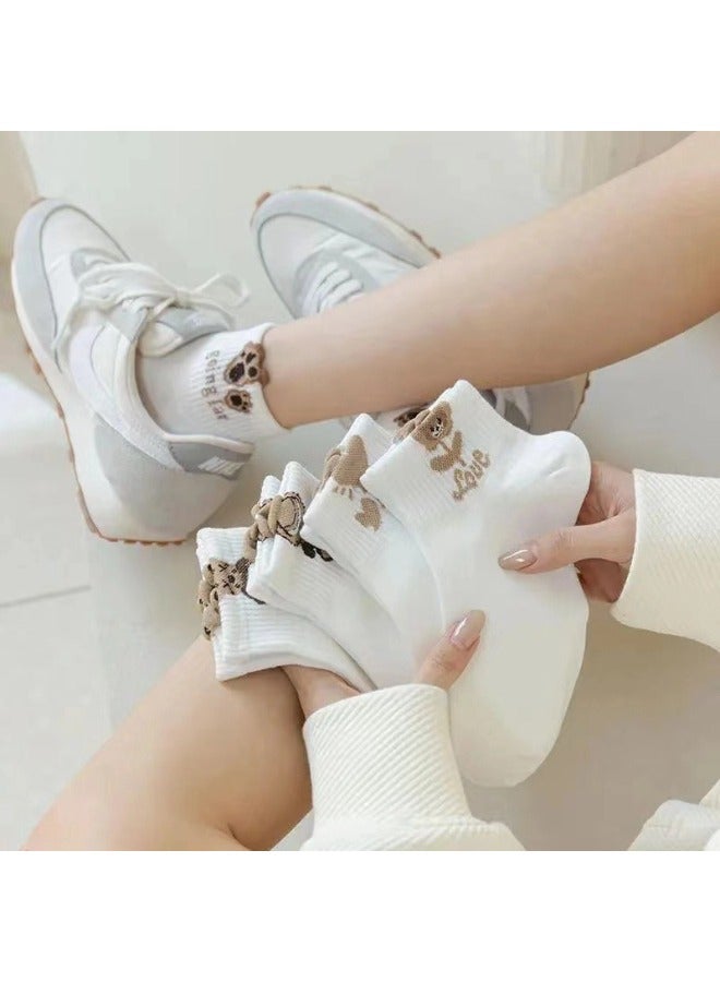 ShebSheb 5 Pairs Women Ankle Socks,Cute Animal Graphic Novelty Ladies Girls Athletic Socks  - Image 1