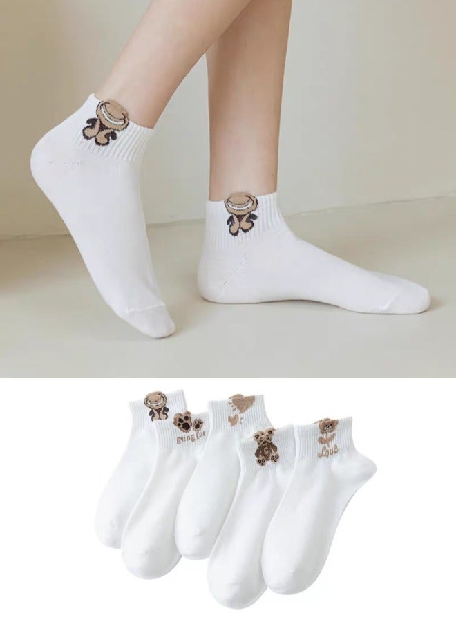 ShebSheb 5 Pairs Women Ankle Socks,Cute Animal Graphic Novelty Ladies Girls Athletic Socks  - Image 2