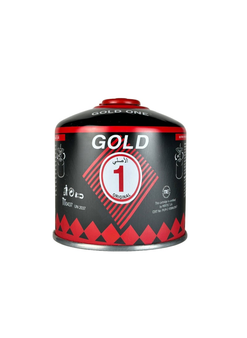 GOLD ONE Screw Type Butane Gas Cartridge 450 gm, Camping Propane Gas for Portable Camping Stove EN521/EN417 