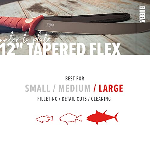 BUBBA 12 Inch Flex Curved Fillet Knife with Non-Slip Grip Handle, Full Tang Stainless Steel Non-Stick Titanium Blade, Lanyard Hole and Synthetic Sheath for Fishing - Image 5