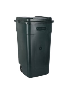 Rubbermaid Top Notch Durable Plastic Wheeled Roughneck Big Trash Can Black 50 Gal 2851  - Image 2