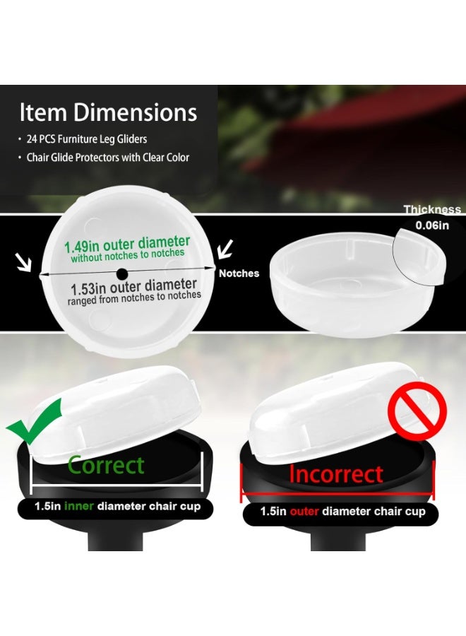 Relex 1-1/2" Wrought Iron Patio Furniture Feet Glides/Caps/Cups/Pads, Metal Chair Leg Caps (Plastic), 24 Pack of 1.5" Outdoor Patio Furniture Feet Protectors, Protect Your Patio Floor from Scratches - Image 2