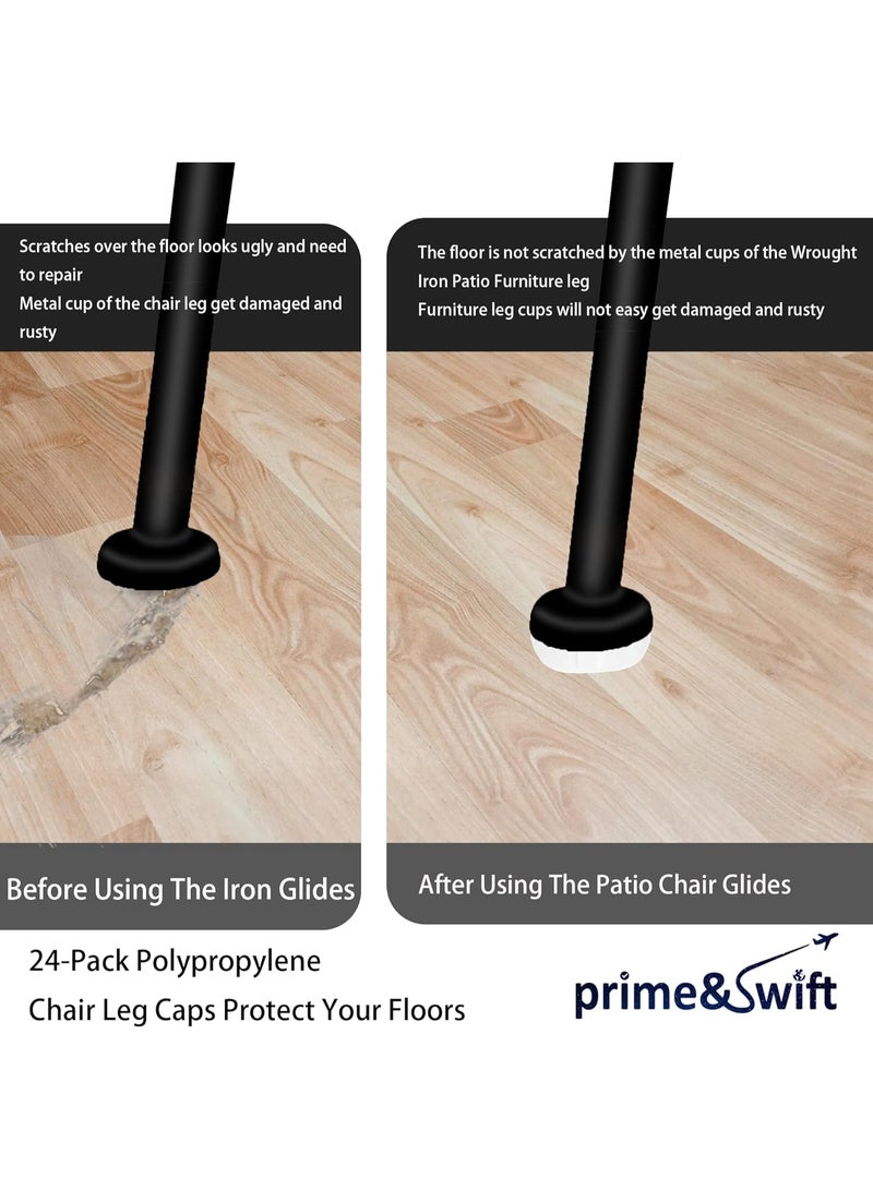 Relex 1-1/2" Wrought Iron Patio Furniture Feet Glides/Caps/Cups/Pads, Metal Chair Leg Caps (Plastic), 24 Pack of 1.5" Outdoor Patio Furniture Feet Protectors, Protect Your Patio Floor from Scratches - Image 4