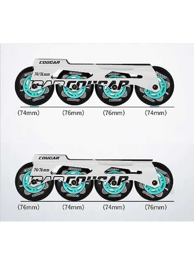 كوجار حذاء التزلج كوغر موديل 307 للبالغين، حذاء تزلج قابل للتعديل مزوّد بـ 4 عجلات مضيئة من مادة PU، مناسب للاستخدام الداخلي والخارجي، وللأولاد والبنات المبتدئين، اللون: أسود، المقاس: 41. - Image 3