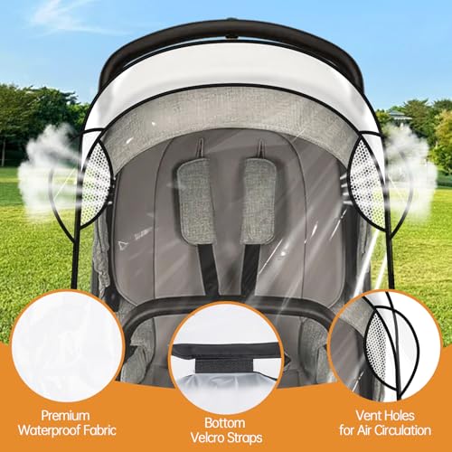 Eiszhjk Rain Cover Compatible with Nuna Stroller - Waterproof Stroller Rain Cover, Windproof Travel Weather Shield, Durable Protect from Dust and Snow with Breathable, Travel Strollers Accessories - Image 3