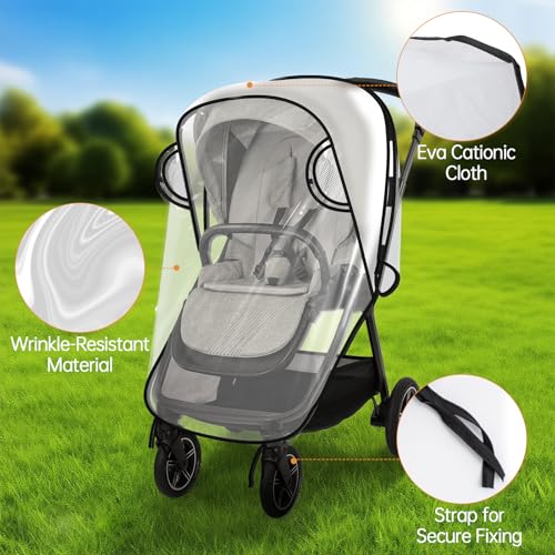 Eiszhjk Rain Cover Compatible with Nuna Stroller - Waterproof Stroller Rain Cover, Windproof Travel Weather Shield, Durable Protect from Dust and Snow with Breathable, Travel Strollers Accessories - Image 2