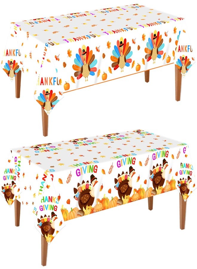 CUUSNNY 2 Pack Thanksgiving Tablecloths Disposable,Plastic Turkey Tablecloths 54" x 108" for Rectangle Tables,Fall Thanksgiving Decorations Party Supplies for Dinner - Image 1