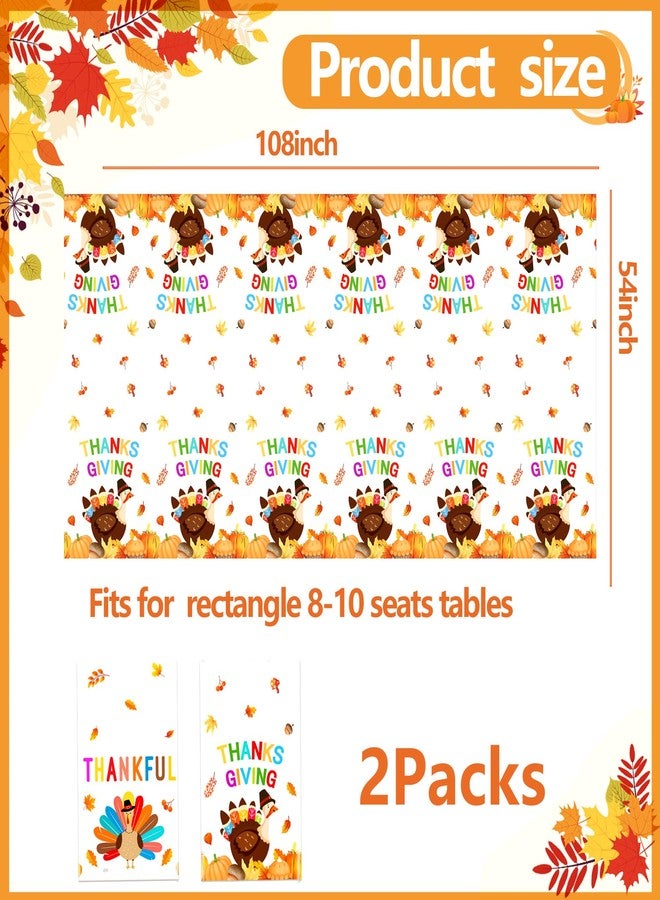 CUUSNNY 2 Pack Thanksgiving Tablecloths Disposable,Plastic Turkey Tablecloths 54" x 108" for Rectangle Tables,Fall Thanksgiving Decorations Party Supplies for Dinner - Image 2