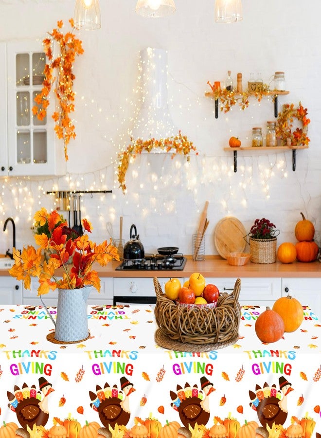 CUUSNNY 2 Pack Thanksgiving Tablecloths Disposable,Plastic Turkey Tablecloths 54" x 108" for Rectangle Tables,Fall Thanksgiving Decorations Party Supplies for Dinner - Image 4