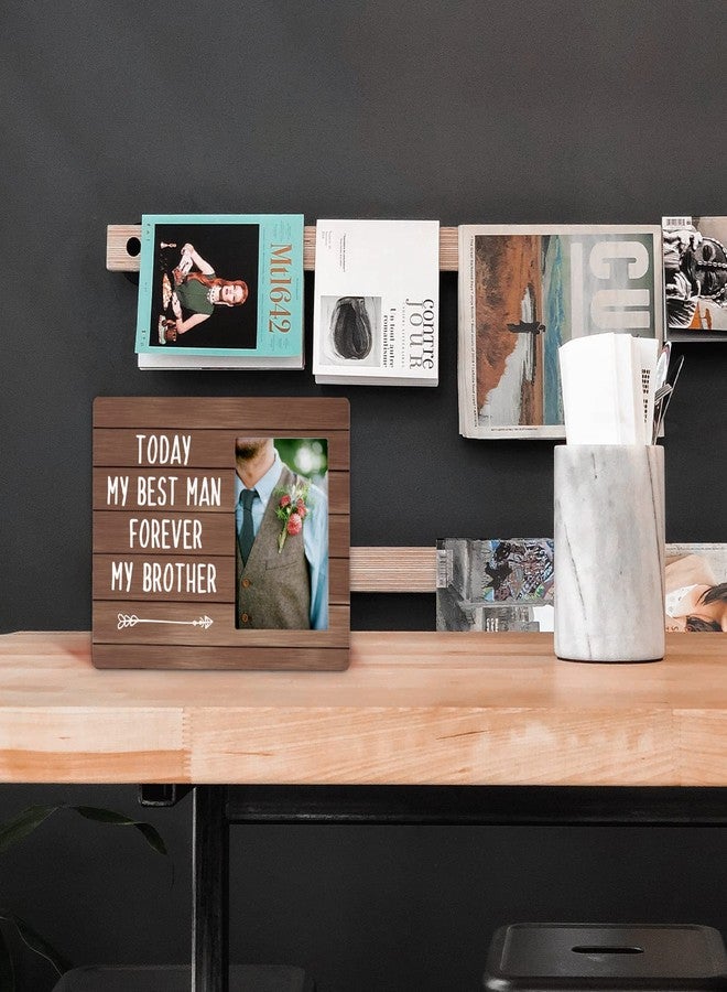 FONDCANYON Today My Best Man Forever My Brother Picture Photo Frame,Best Man Groomsman Gifts Picture Frames,Gift Idea For Best Man Groomsman,Wedding Idea Gift From Groom(4x6 Inch Photo) - Image 2