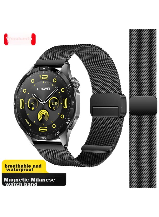 Wei Qiantu Weiqianto متوافق مع أشرطة هاتف هواوي Watch Gt5/Gt5pro/Gt4/Gt3/Watch4pro، ميلانيز من الفولاذ المقاوم للصدأ، مشبك مغناطيسي - 46/48 مم - Image 1