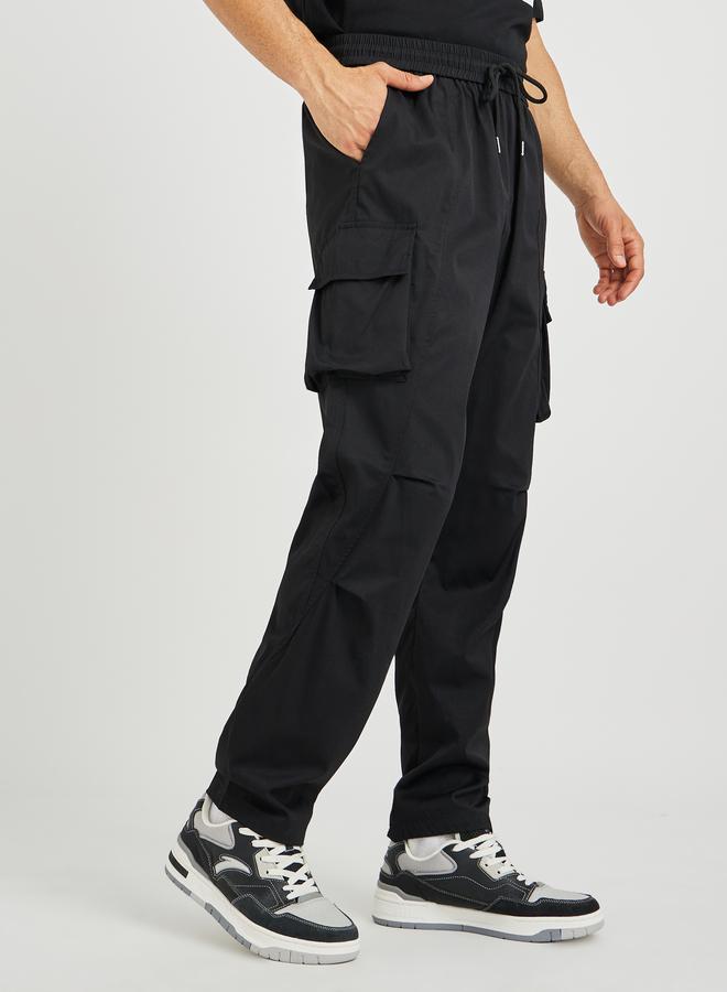 Styli Oversized Open Hem Cargo Joggers with Panel Detail - Image 1