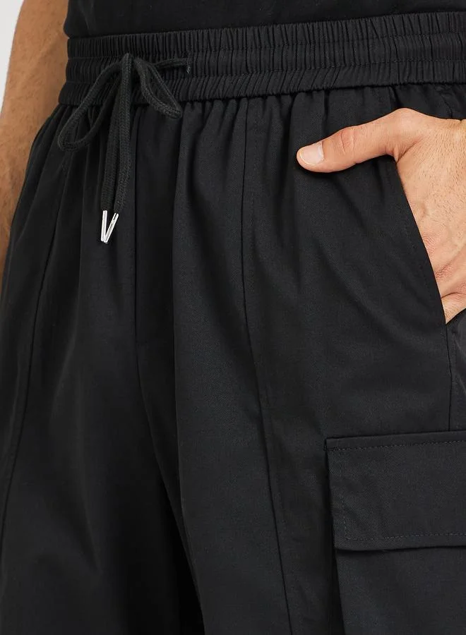 Styli Styli Oversized Open Hem Cargo Joggers with Panel Detail