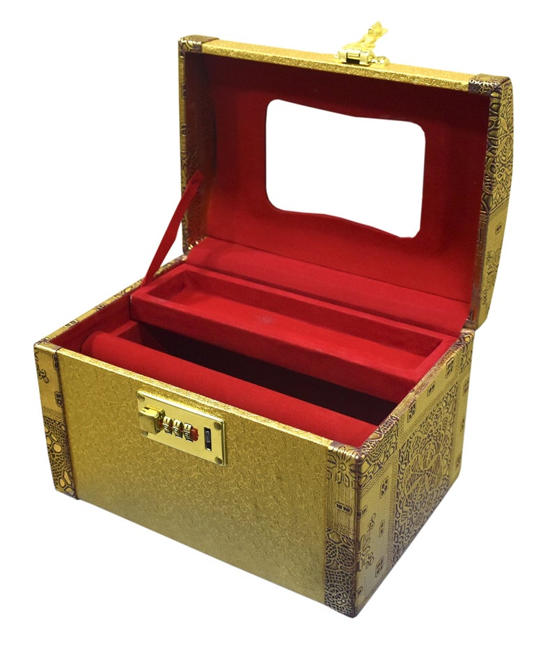 Pride Star Pride Faux Leather Golden Hard Sided Luggage Cosmetic Cases - Image 2
