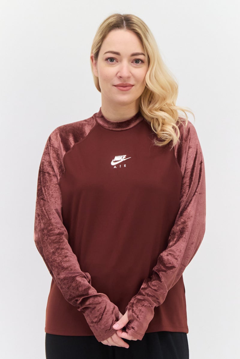Nike Women Sportswear Fit Long Sleeves Training Top, Brown - Image 1
